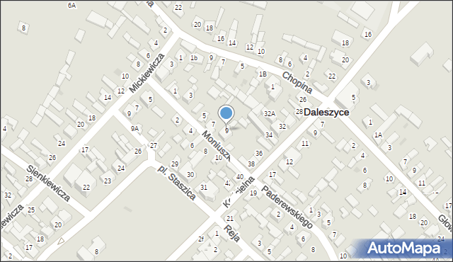 Daleszyce, Moniuszki Stanisława, 9, mapa Daleszyce