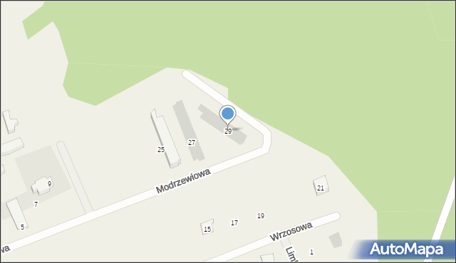 Dębina, Modrzewiowa, 29, mapa Dębina