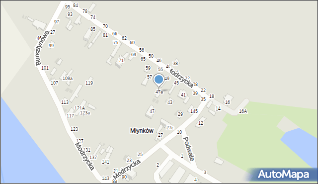 Dęblin, Modrzycka, 47a, mapa Dęblin