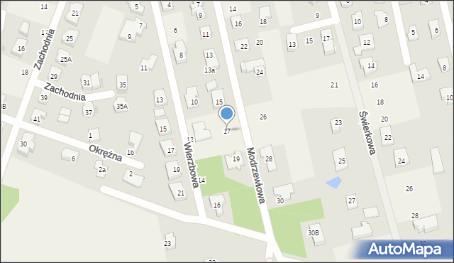Długołęka, Modrzewiowa, 17, mapa Długołęka