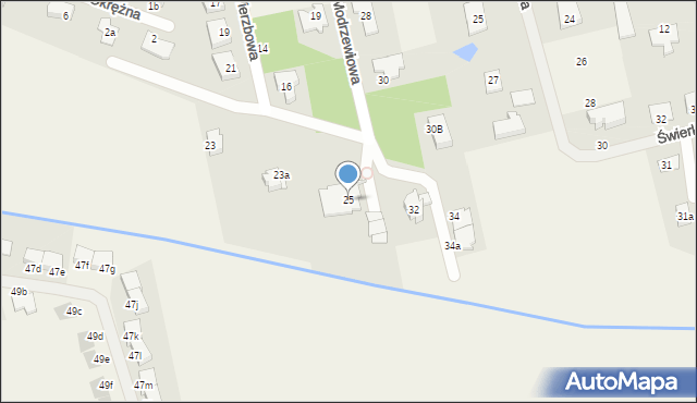 Długołęka, Modrzewiowa, 25, mapa Długołęka