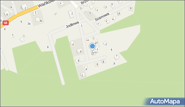 Dłużek, Modrzewiowa, 12, mapa Dłużek