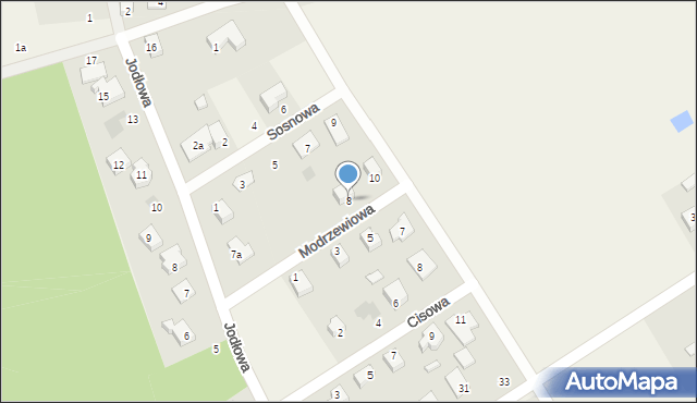 Dobroń, Modrzewiowa, 8, mapa Dobroń