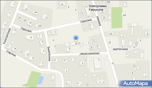 Dobrzyniewo Fabryczne, Modrzewiowa, 6, mapa Dobrzyniewo Fabryczne