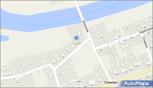 Drawsko, Mostowa, 2A, mapa Drawsko