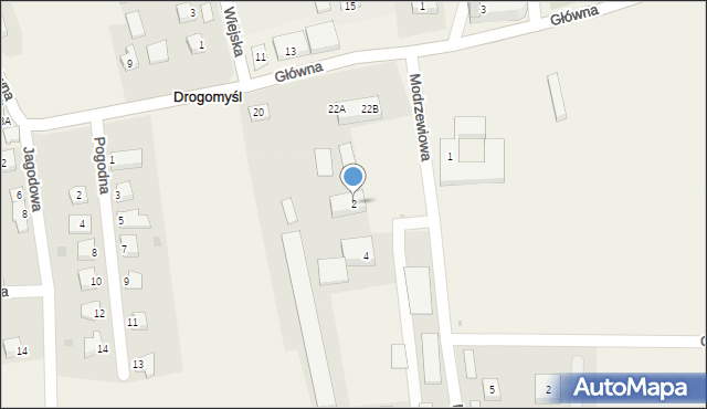 Drogomyśl, Modrzewiowa, 2, mapa Drogomyśl