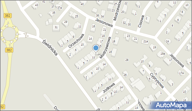 Dzierżoniów, Modrzewiowa, 13, mapa Dzierżoniów
