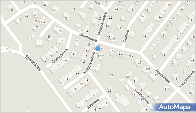 Dzierżoniów, Modrzewiowa, 18, mapa Dzierżoniów