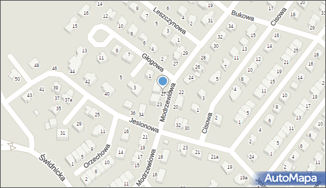 Dzierżoniów, Modrzewiowa, 25, mapa Dzierżoniów