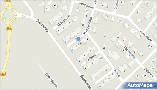 Dzierżoniów, Modrzewiowa, 8, mapa Dzierżoniów