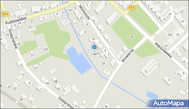 Gąbin, Moniuszki Stanisława, 5A, mapa Gąbin