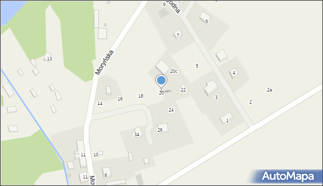 Gądno, Moryńska, 20, mapa Gądno