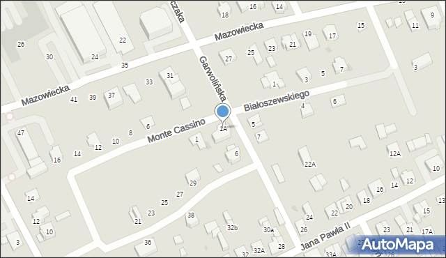 Garwolin, Monte Cassino, 1A, mapa Garwolin
