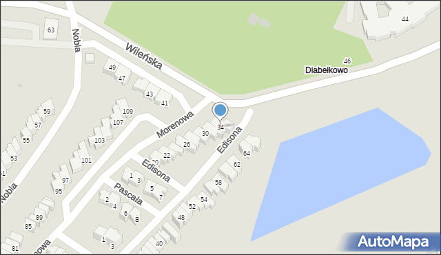 Gdańsk, Morenowa, 34, mapa Gdańska