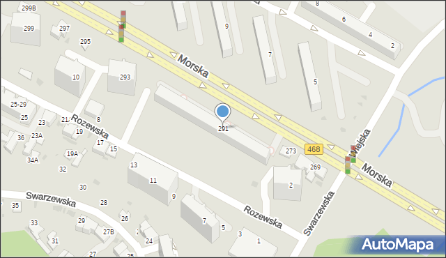 Gdynia, Morska, 291, mapa Gdyni