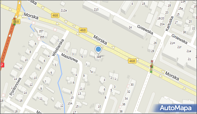 Gdynia, Morska, 349, mapa Gdyni