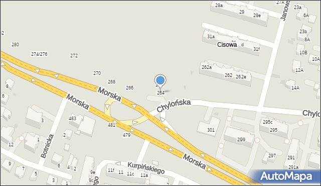 Gdynia, Morska, 264, mapa Gdyni