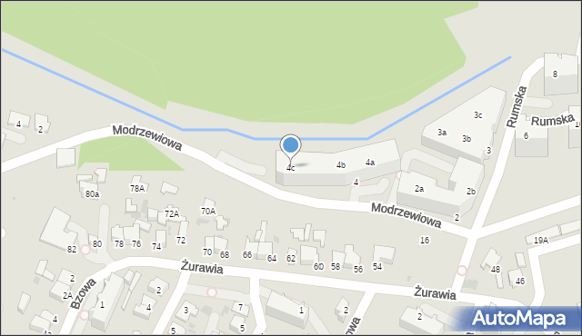 Gdynia, Modrzewiowa, 4c, mapa Gdyni