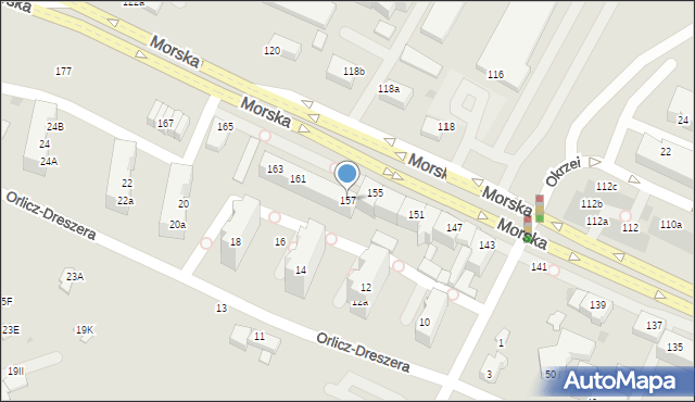 Gdynia, Morska, 157, mapa Gdyni