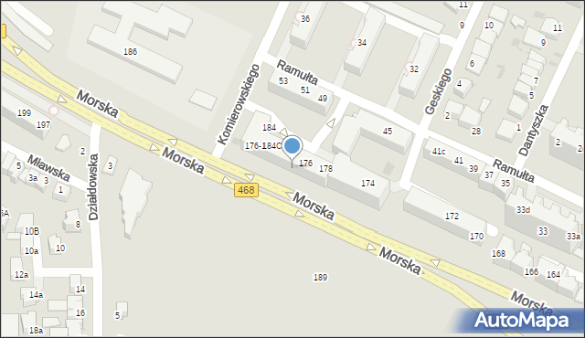 Gdynia, Morska, 176-184b, mapa Gdyni