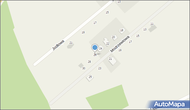 Glincz, Modrzewiowa, 26, mapa Glincz