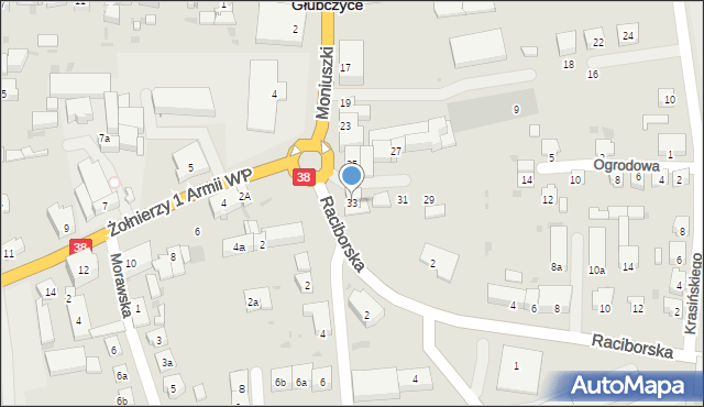 Głubczyce, Moniuszki Stanisława, 33, mapa Głubczyce