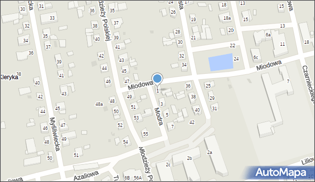 Gniezno, Modra, 1, mapa Gniezna