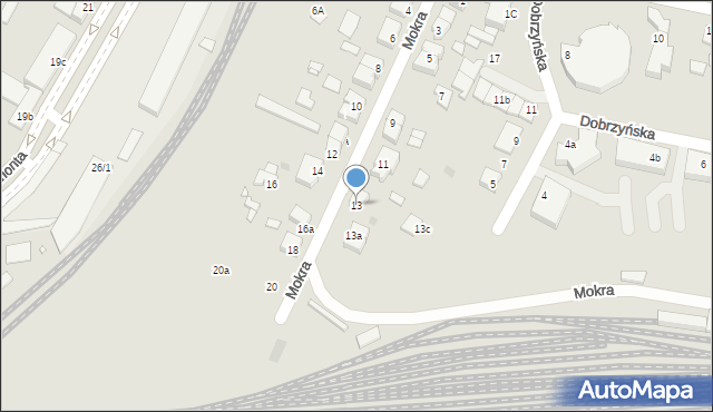 Gniezno, Mokra, 13, mapa Gniezna