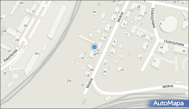 Gniezno, Mokra, 14, mapa Gniezna