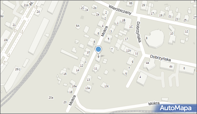 Gniezno, Mokra, 9, mapa Gniezna