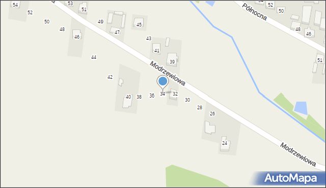 Godzianów, Modrzewiowa, 34, mapa Godzianów