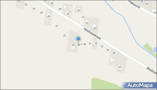 Godzianów, Modrzewiowa, 38, mapa Godzianów