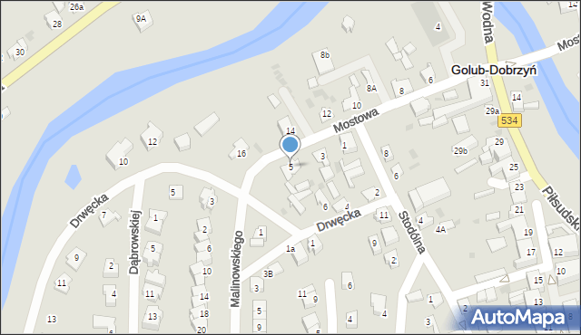 Golub-Dobrzyń, Mostowa, 5, mapa Golub-Dobrzyń