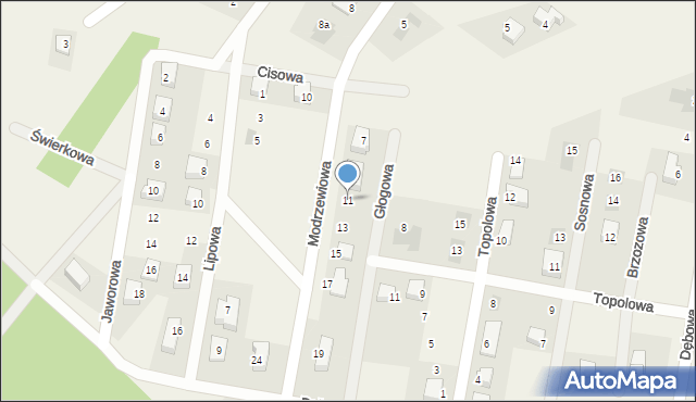 Górki, Modrzewiowa, 11, mapa Górki