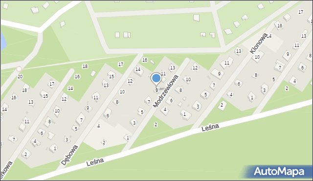 Gorzkie Pole, Modrzewiowa, 9, mapa Gorzkie Pole