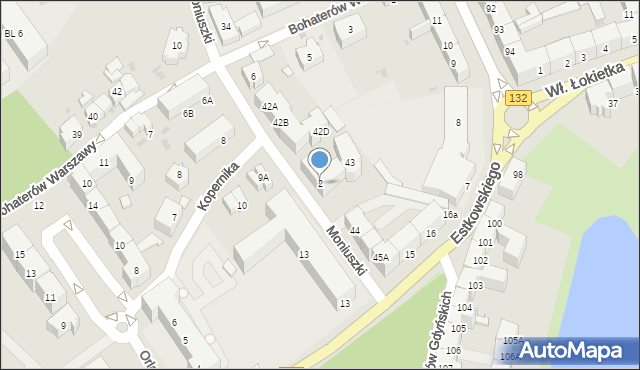 Gorzów Wielkopolski, Moniuszki Stanisława, 2, mapa Gorzów Wielkopolski
