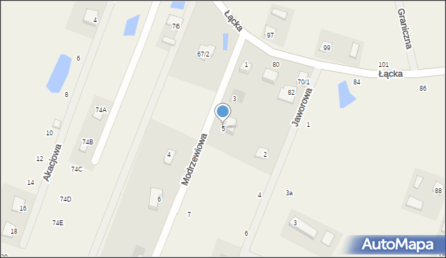 Grabina, Modrzewiowa, 5, mapa Grabina