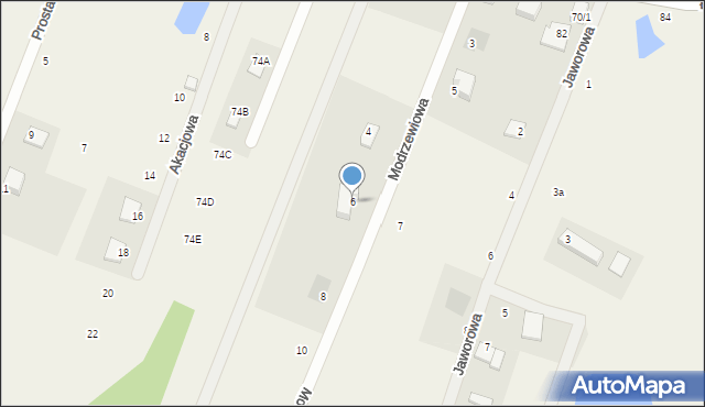 Grabina, Modrzewiowa, 6, mapa Grabina