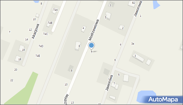 Grabina, Modrzewiowa, 7, mapa Grabina
