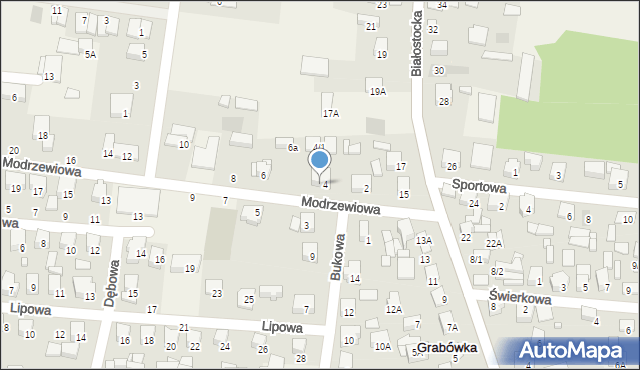 Grabówka, Modrzewiowa, 4A, mapa Grabówka