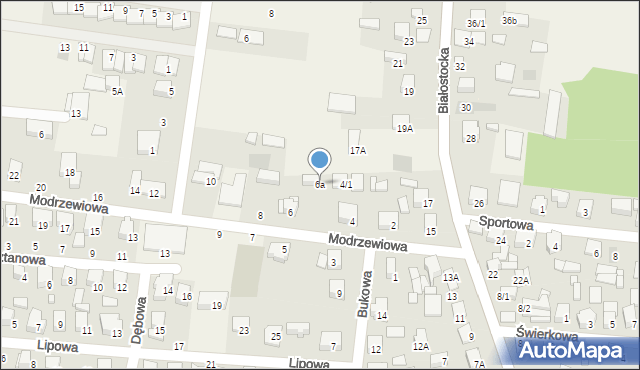 Grabówka, Modrzewiowa, 6a, mapa Grabówka