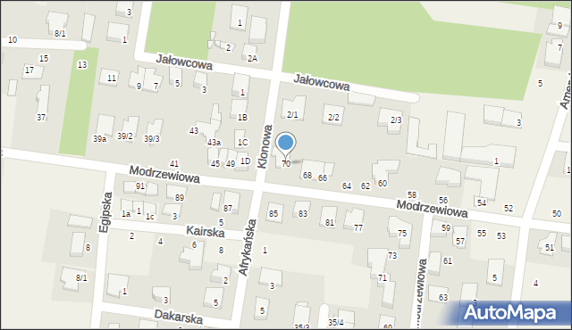 Grabówka, Modrzewiowa, 70, mapa Grabówka