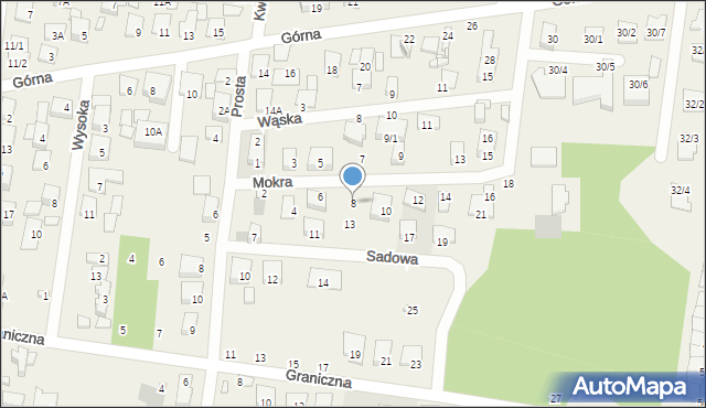 Grabówka, Mokra, 8, mapa Grabówka