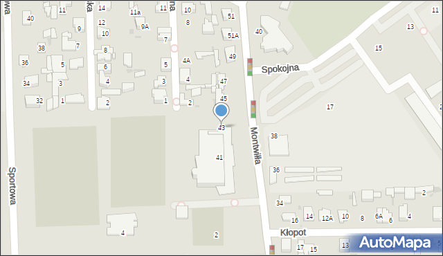 Grodzisk Mazowiecki, Montwiłła J., 43, mapa Grodzisk Mazowiecki