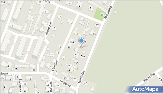 Grodzisk Mazowiecki, Montwiłła J., 61, mapa Grodzisk Mazowiecki