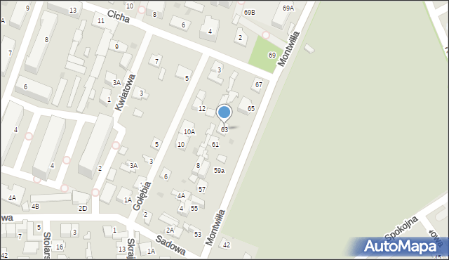 Grodzisk Mazowiecki, Montwiłła J., 63, mapa Grodzisk Mazowiecki