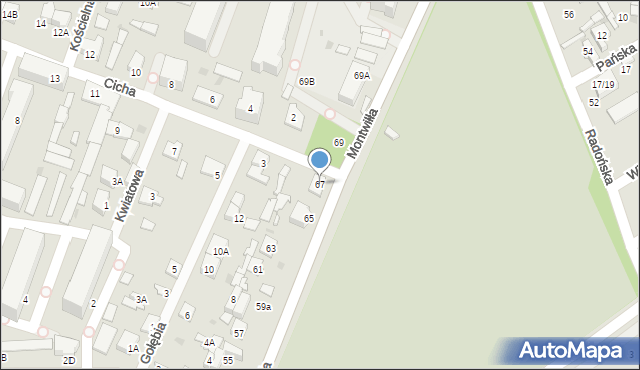 Grodzisk Mazowiecki, Montwiłła J., 67, mapa Grodzisk Mazowiecki