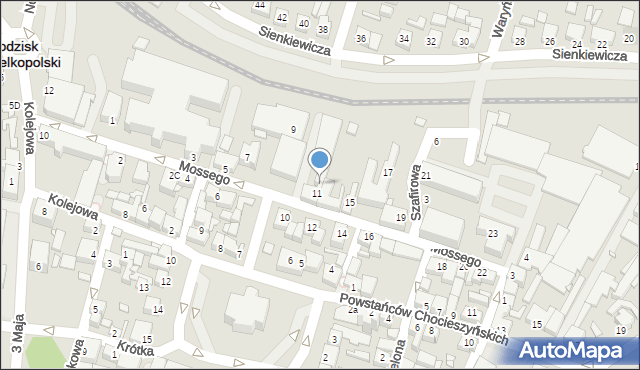 Grodzisk Wielkopolski, Mossego, 11a, mapa Grodzisk Wielkopolski