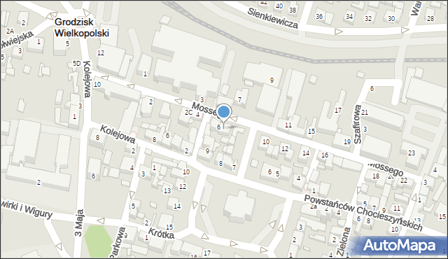 Grodzisk Wielkopolski, Mossego, 6A, mapa Grodzisk Wielkopolski