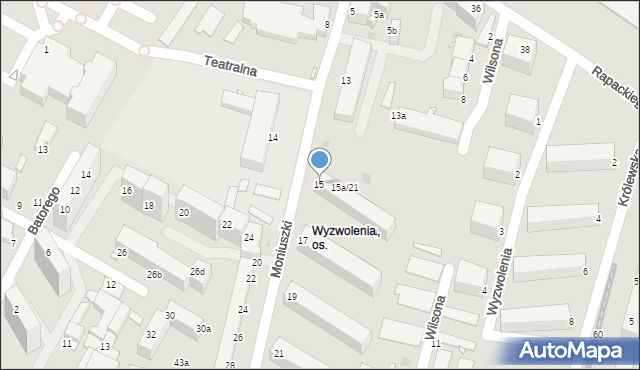 Grudziądz, Moniuszki Stanisława, 15, mapa Grudziądza